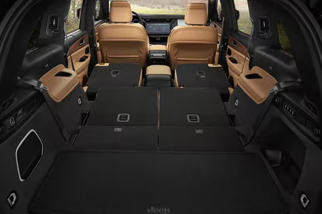 The 2026 Jeep Grand Cherokee L's cargo space when the rear two rows are folded down