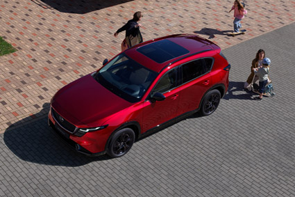 Top view of the 2026 Mazda CX-5 in Soul Red Crystal Metallic